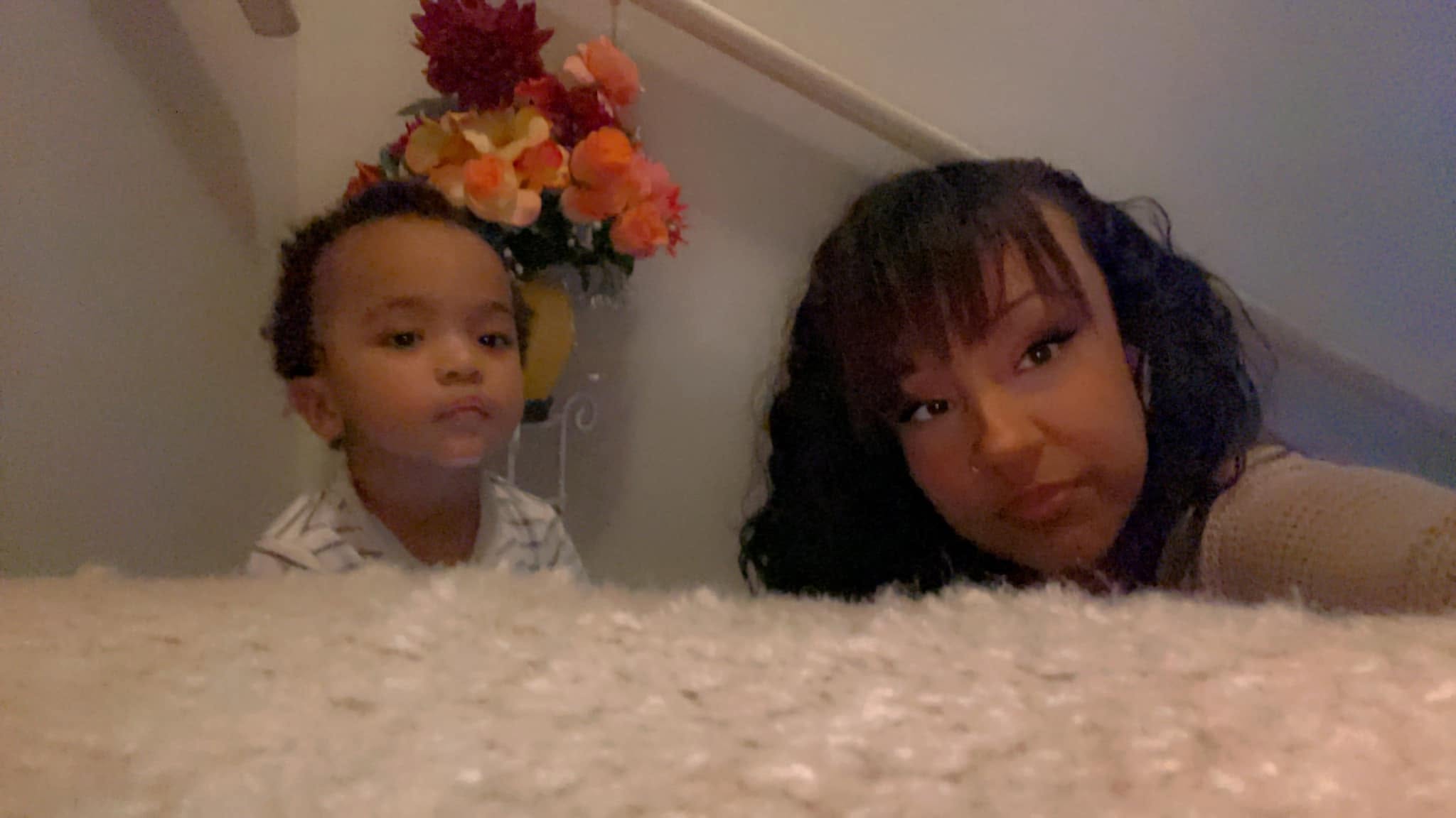 Her and her son sharing a quiet moment
