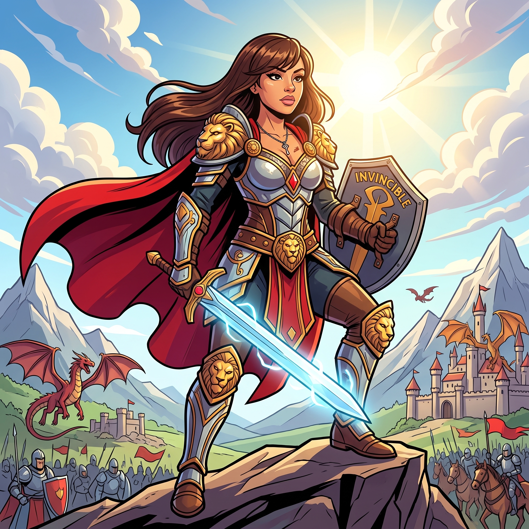 Illustrated fantasy family scene