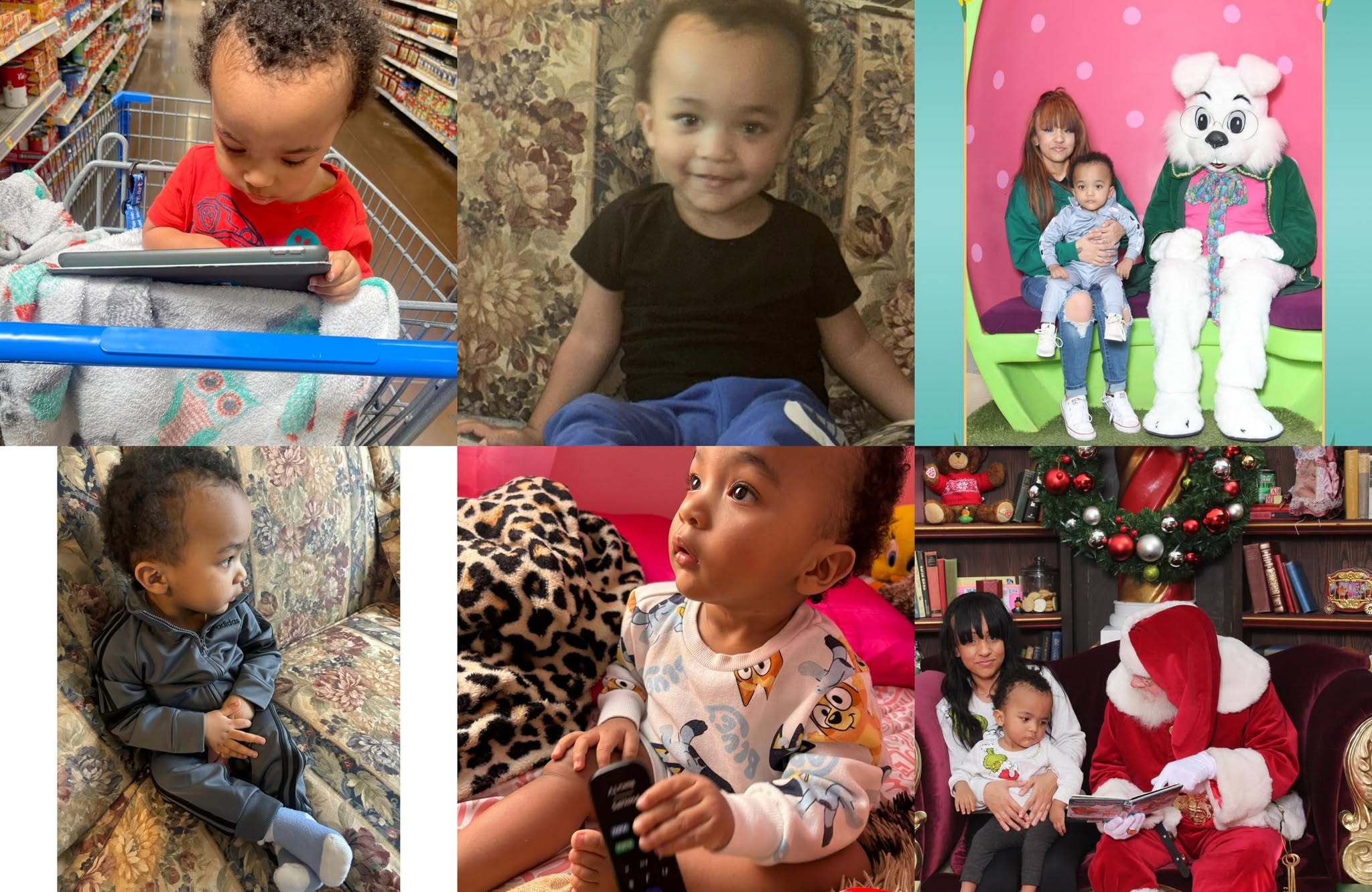 A collage of her son